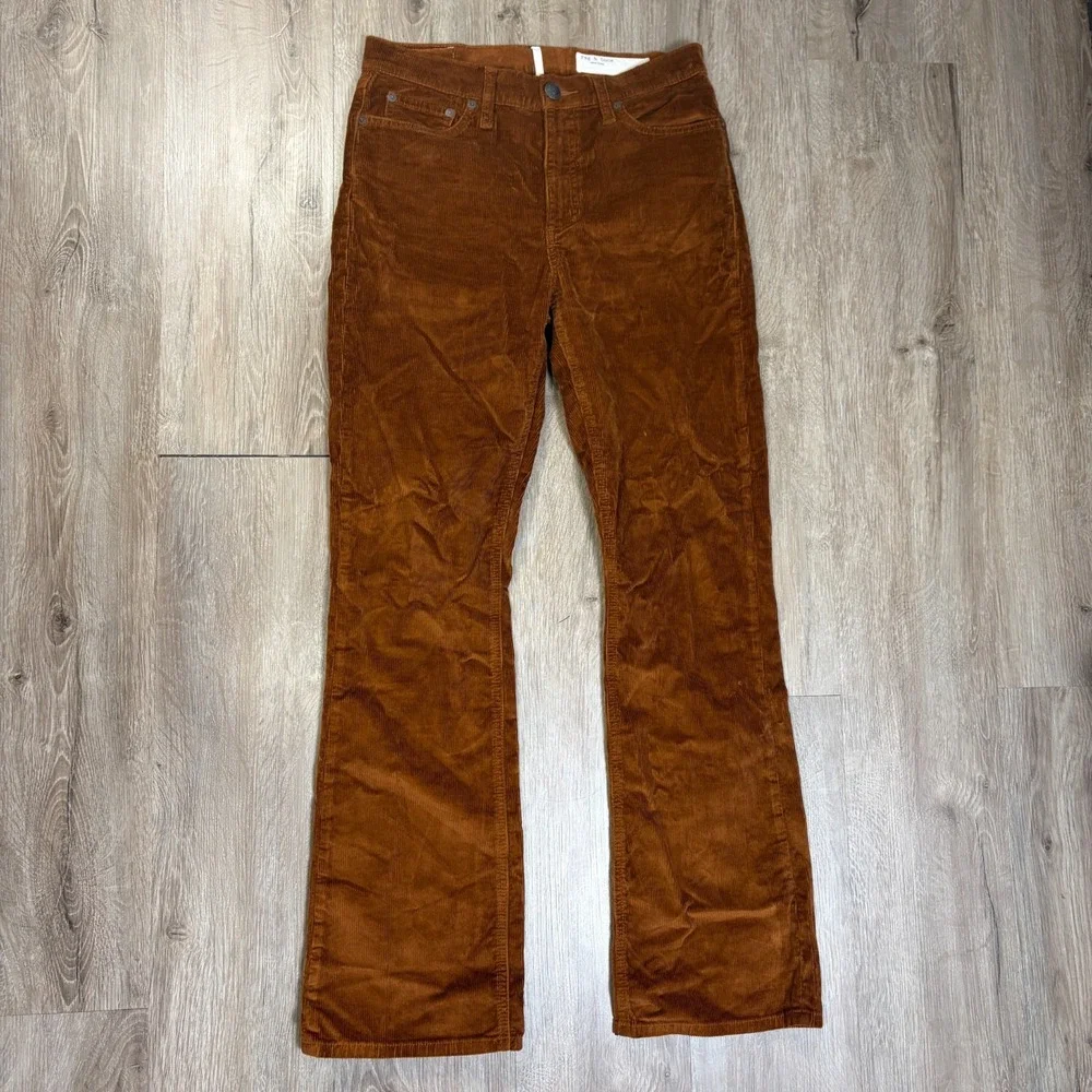 Rag & Bone Peyton Cord Mid Rise Boot Cut Corduroy Pants Size 28 Brown